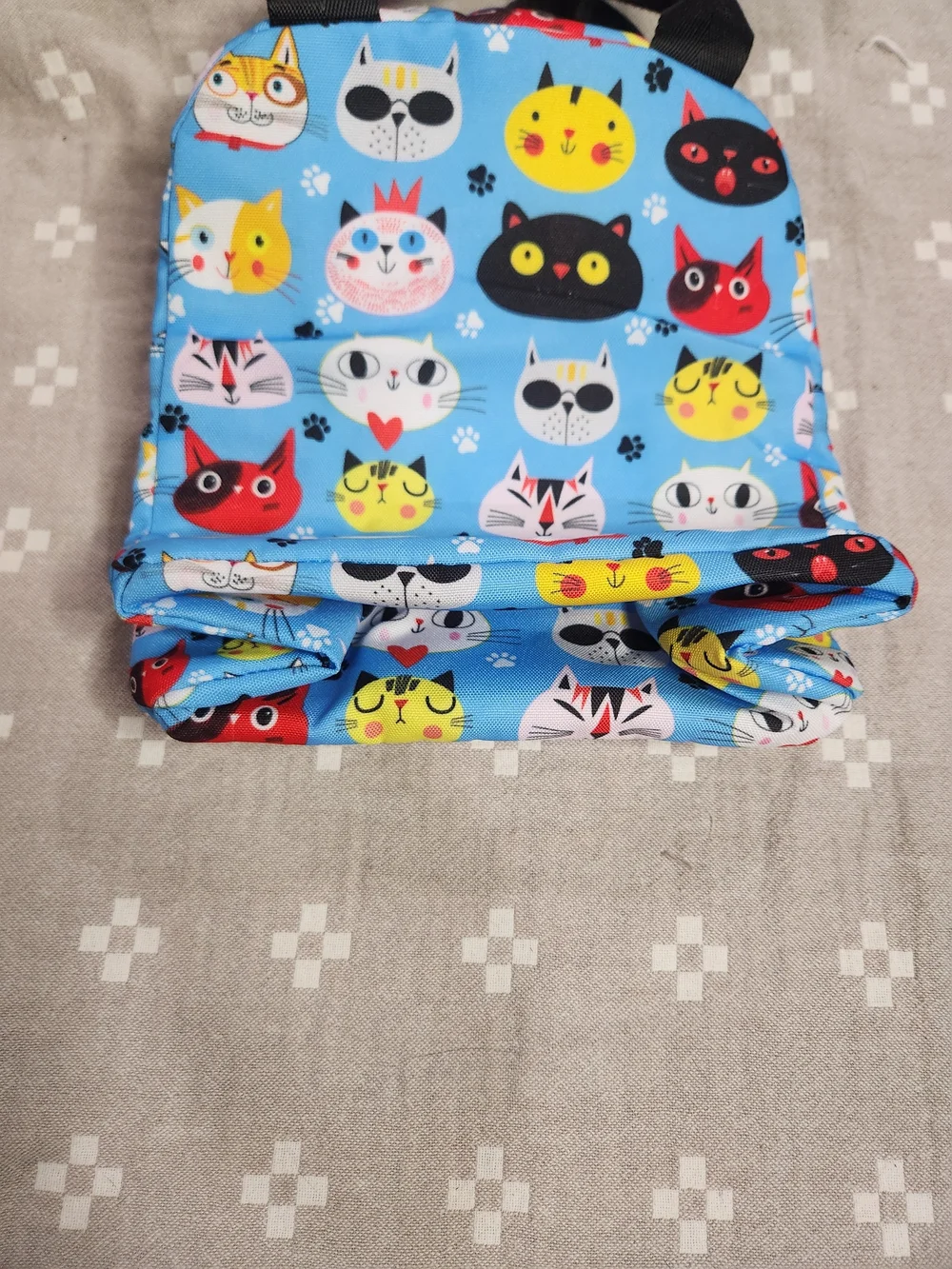 cute blue cat-patterned insulated lunch tote Lunch box